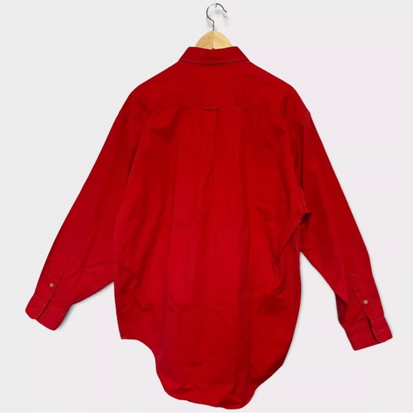 Vintage Duck Head Long Sleeve Shirt Mens Size L Made in Usa Red EUC 90s - Picture 2 of 7